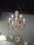 CHANDELIER WOOD & CRYSTAL 6/LIGHT  RETAIL $1250