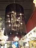 CHANDELIER CHROME W/SILK SHADE 10/LIGHT  RETAIL $980