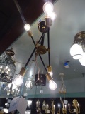 HANGING LIGHT METAL, BLACK & GOLD INDUSTRIAL 6/LIGHT  RETAIL $450