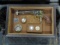 WYATT EARP REPLICA REVOLVER W/COINS IN DISPLAY CASE