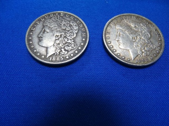 MORGAN SILVER DOLLARS, 3-1885,1889,1879 (X5)