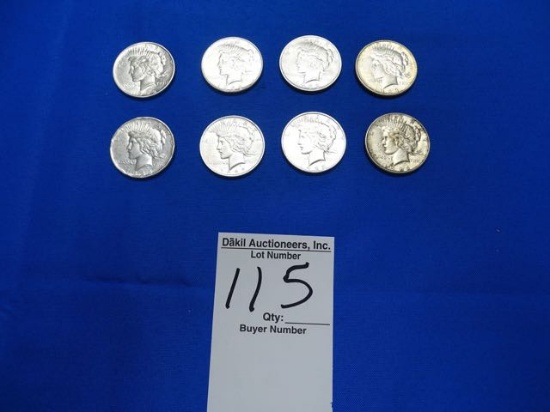 LIBERTY SILVER DOLLARS, 6-1923,1922,1926 (X8)