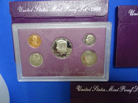 PROOF SETS, 1988,1989,1990,1991,1992 (X5)