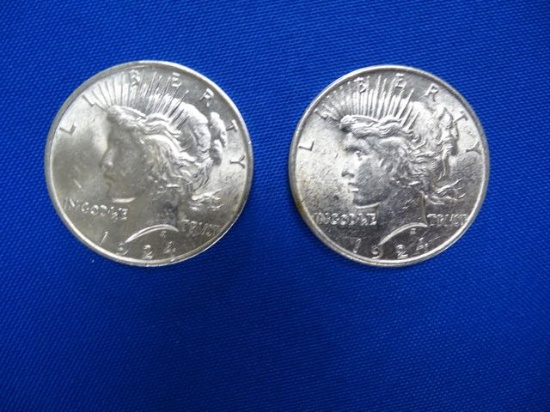 PEACE DOLLARS 1924 BRILLIANT UNCIRCULATED (X2)