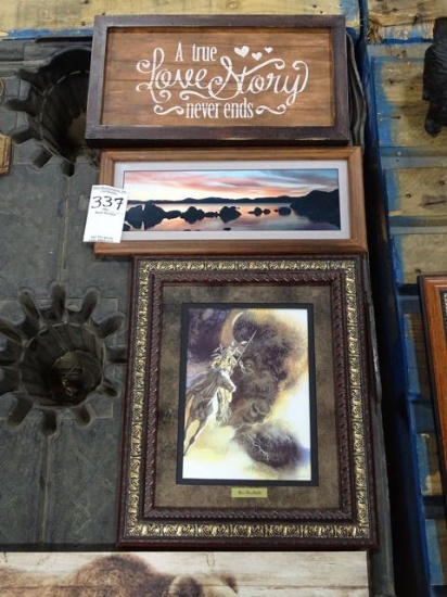 ART BUFFALO W/INDIAN, SUNSET & A TRUE LOVE STORY NEVER ENDS (X3)