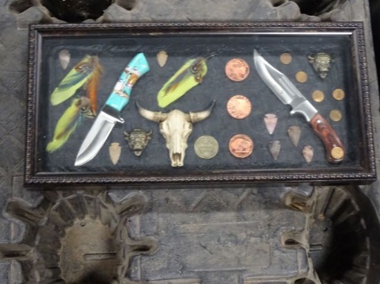 KNIVES, SKULL, ARROWHEADS & COINS