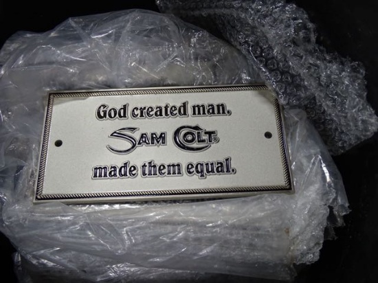 BUCKET W/GOD CREATED MAN SAM COLT MADE THEM EQUAL PLATES