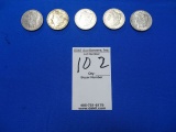 MORGAN SILVER DOLLARS, 1900,1883,1880,1891,1890 (X5)