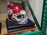 OU HELMET SIGNED BY BILLY SIMS, STEVE OWENS & JASON WHITE IN A CASE