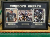 COWBOY GREATS PHOTOS SIGNED BY BOB LILLY, ED “ TOO TALL” JONES & RANDY WHITE IN A FRAME