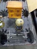 4 DRAWER COMPARTMENT, SMALL GLOBE & CANDLE HOLDER