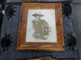 JOHN WAYNE ART PIECE W/REPLICA LEVER ACTION RIFLE & SIGN