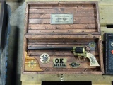 LONG BARREL REVOLVER PEACEMAKER W/US MARSHAL BADGES IN WOOD BOX
