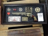 WYATT EARP US MARSHAL REPLICA REVOLVER PEACE MAKER IN DISPLAY CASE