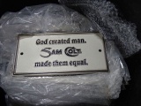BUCKET W/GOD CREATED MAN SAM COLT MADE THEM EQUAL PLATES