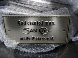 BUCKET W/GOD CREATED MAN SAM COLT MADE THEM EQUAL PLATES & TOMBSTONE STAGE LINE HUMAN BODY PLATES