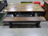 6’ X 3’ HEAVY DUTY WOOD TABLE W/BENCH SEAT