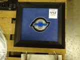 CHEVROLET LICENSE PLATE, CHEVY EMBLEM IN PICTURE FRAME & X LICENSE PLATE (X3)