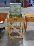 WOOD CART & SMALL 3-DRAWER CUBBY
