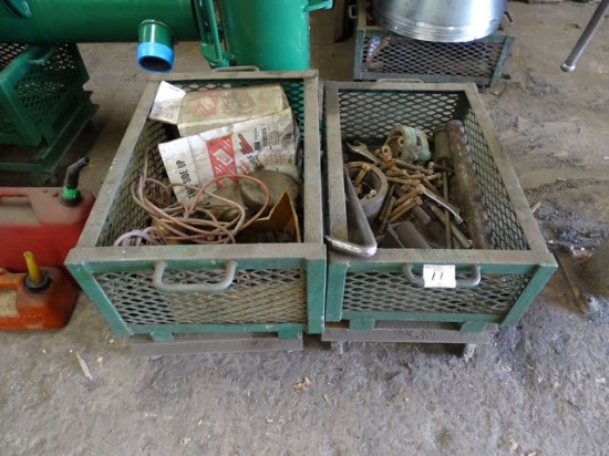 METAL BASKETS CASTERED W/CONTENTS (X2)