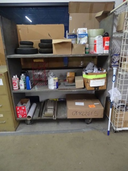 METAL SHELF W/CONTENTS & MISC X1