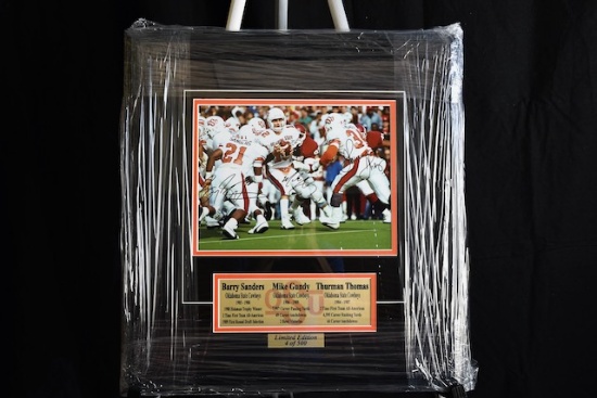 OSU Cowboys Football autographed by Barry Sanders, Mike Gundy, Thurmon Thomas