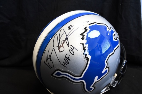 Detroit Lions Helmet autographed by Barry Sanders