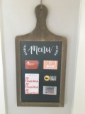Menu board full of gift cards to restaurant favorites! 