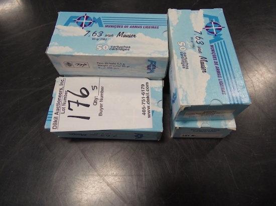 F.O.M.   7.63  MAUSER FMJ  85GR.  50 RDS/BOX  (X5)