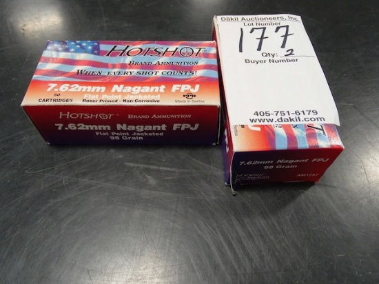 HOT SHOT 7.62 NAGANT  FMJ  98 GR.  50RDS./BOX  (X2)
