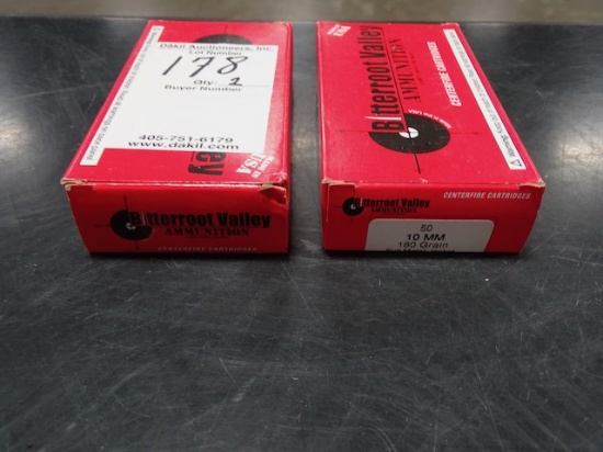 BITTERROOT VALLEY  10MM FMJ  180GR.  50 RNDS/BOX  (X2)