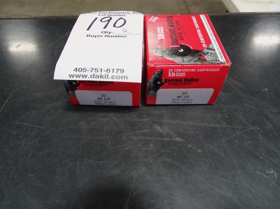 BITTERROOT VALLEY  .45 LONG COLT  JHP  300GRN  20 RND/BOX  (X2)