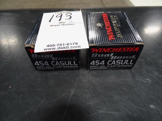 WINCHESTER DUAL BOND  .454 CASULL  DJHP   260GRN  20RND/BOX  (X2)