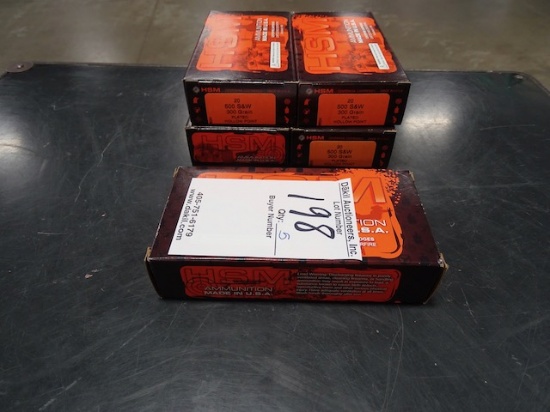 HSM AMMO  500S&W MAGNUM  JHP  300GRN  20RND/BOX  (X5)