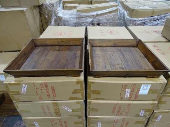 NEW ROYOLA PACIFIC WOODEN SQUARE TRAYS  2 PC/BOX  (X21)