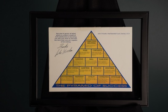 Coach John Wooden “The Pyramid of Success” Autographed Frame 15.5 x 12.5