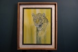 Original Oil On Canvas Framed Leopard Painting by Phil Prentice 30.5 x 36