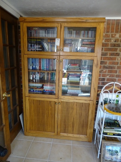 7 SHELF DISPLAY CASE W/GLASS DOORS ALL WOOD