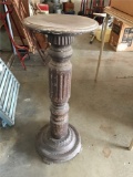 ANTIQUE TABLE W/METAL BASE