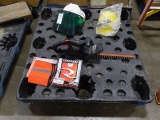 ELECTRIC BLACK & DECKER TRIMMER, HARD HATS & SAFETY VESTS