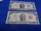 $2 BILLS 1953 RED SEAL (X2)