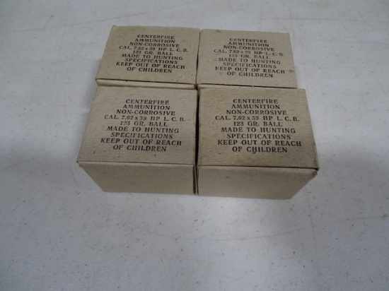 CENTER FIRE AMMUNITION NON-CORROSIVE 7.62 X 39 HP L.C.B 123GR BALL 2O/BOX (X4)