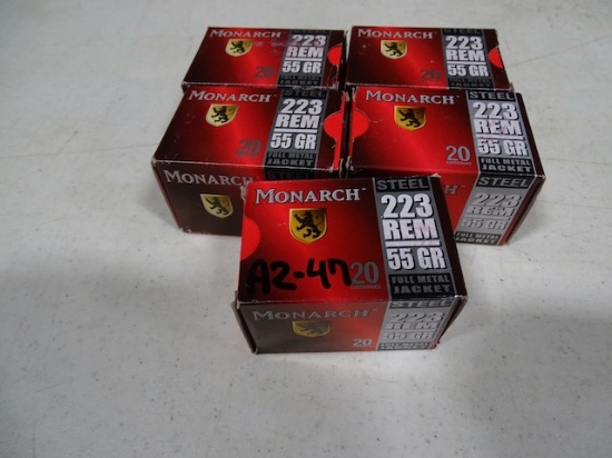 MONARCH .223 REM 55GR FMJ 20/BOX (X5)