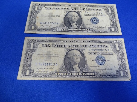 1957 & 1957A $1 DOLLAR BILLS SILVER CERTIFICATE (X2)