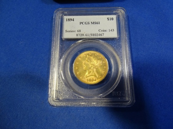 1894 $10 GOLD COIN PCGS MS61 SERIES 68 COIN 143