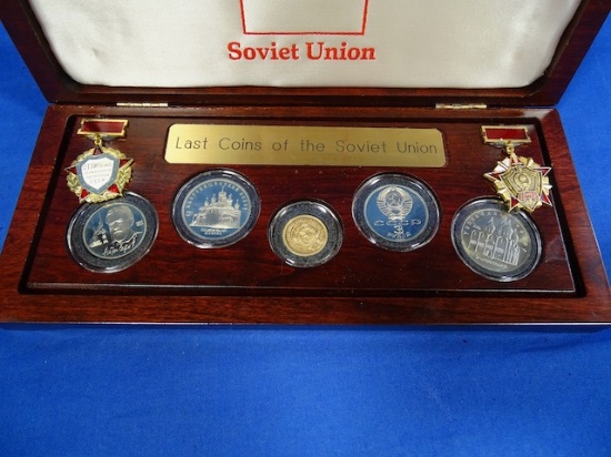 LAST COINS OF THE SOVIET UNION 5 COINS & 2 METALS