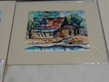 HOUSE VIEW W/POND ART BY ALICE D. HICKY