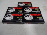WOLF PERFORMANCE AMMUNITION .223 REM 55GR HP STEEL CASE NON CORROSIVE BOXER PRIMED 20/BOX (X5)