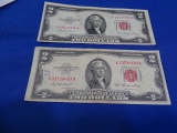 $2 BILLS 1953 RED SEAL (X2)