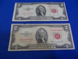 $2 BILLS 1953B RED SEAL (X2)